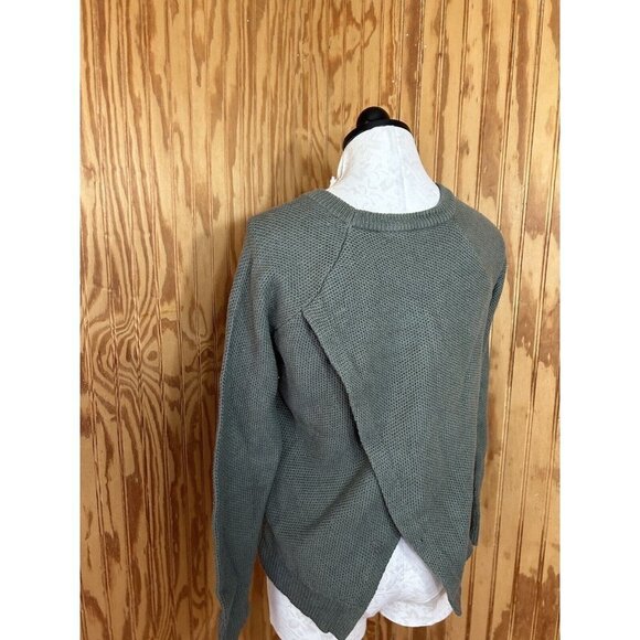 Madewell Province Cross Back Knit Sweater Green Long Sleeve Size XS Cotton Blend - Picture 6 of 10